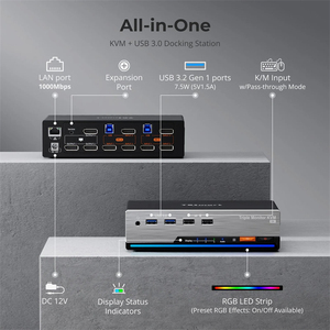 适用于3显示器2电脑游戏坞站8K 60hz 2进3出的TESmart KVM交换机支持DP 1.4 EDID USB 3.0 KVM切换器 - Product Image 2