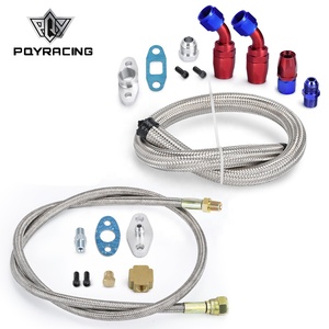<strong>T3</strong> <strong>T4</strong> <strong>T3</strong>/<strong>T4</strong> T70 T66 TO4E <strong>Turbo</strong> Oil Feed Line Oil Return Line Oil Drain Line Kit Blue and Red PQY-TOL21 - Product Image 1