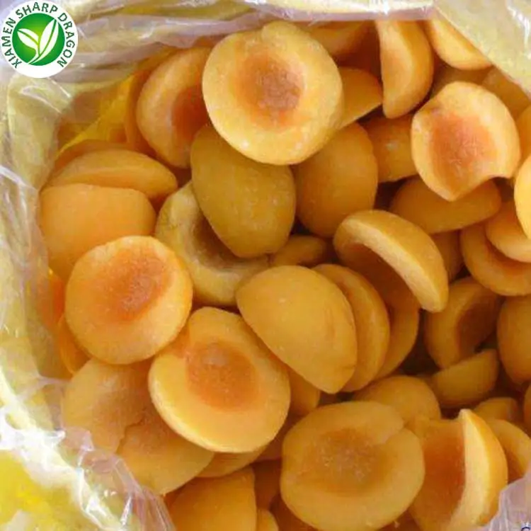IQF Cortado Fruta fatiada sem aditivos congelados metades pêssego amarelo