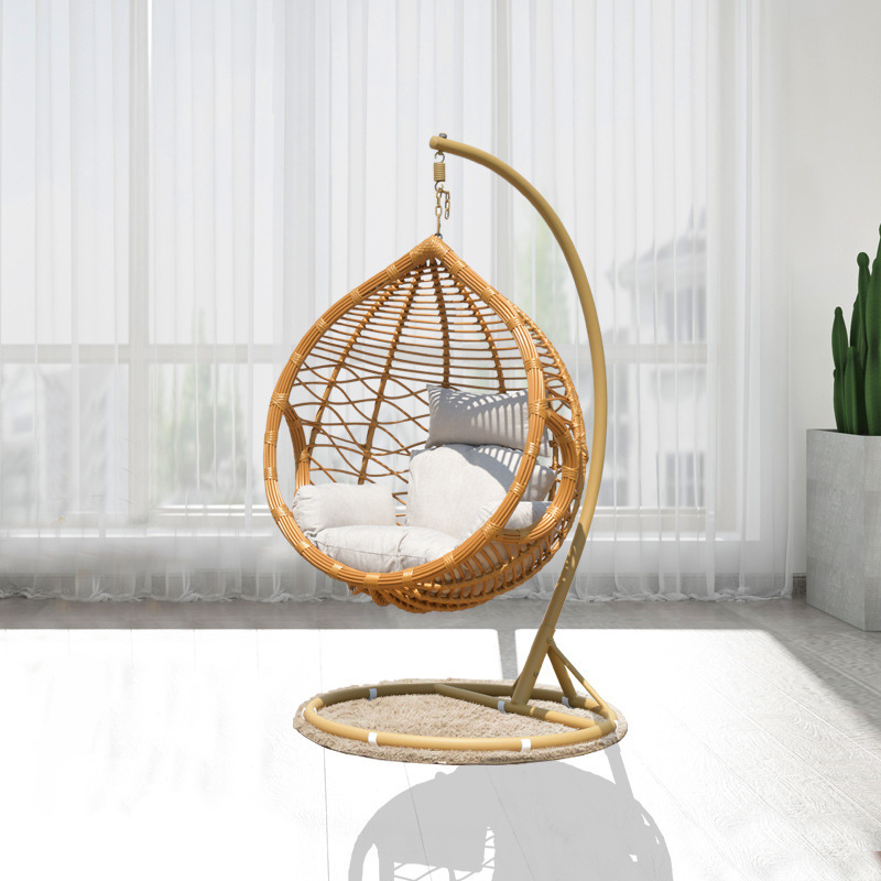 Single thick rattan hanging basket-corn yellow