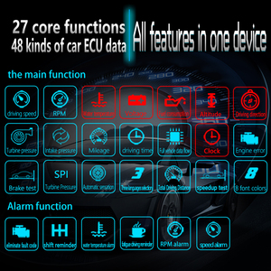 C1新型车载诊断系统2 + 全球定位系统双模平视显示镜平视显示器，带数字英里/小时KMH速度计水和油温度RPM全球定位系统跟踪器 - Product Image 4