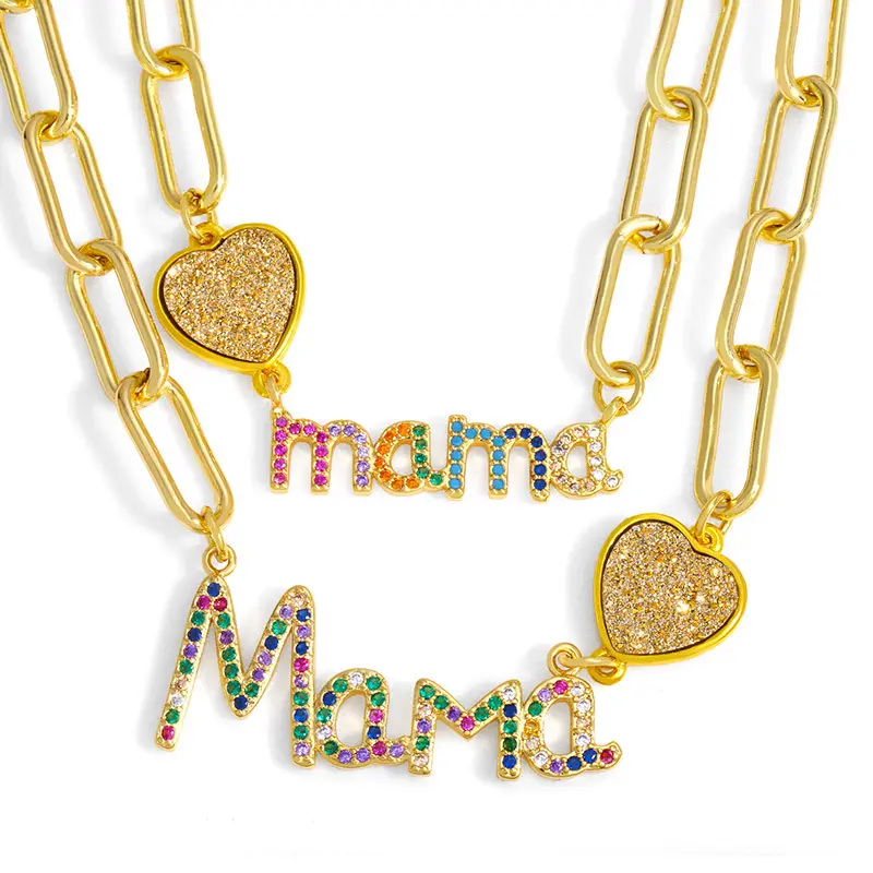 ROXI Muttertag Geschenke Bunte Zirkon Brief Mama Anhänger Halskette Schmuck Geschenk für Mutter