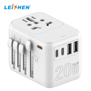 LEISHEN PD 20W güç adaptörü dünya çapında çift 2USBA ve 3USBC avustralya avrupa İngiltere ab çoklu fiş ile evrensel seyahat adaptörü - Product Image 1
