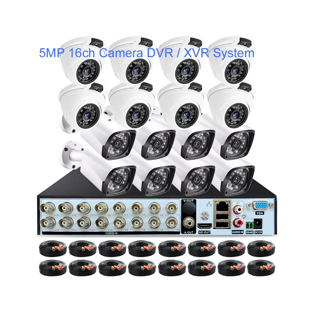 2MP ตรวจจับใบหน้า1080P 16CH 5MP 16ช่องกล้องรักษาความปลอดภัยในบ้านระบบ AHD DVR กล้องบันทึกภาพกล้องวงจรปิดอนาล็อก12ชุด