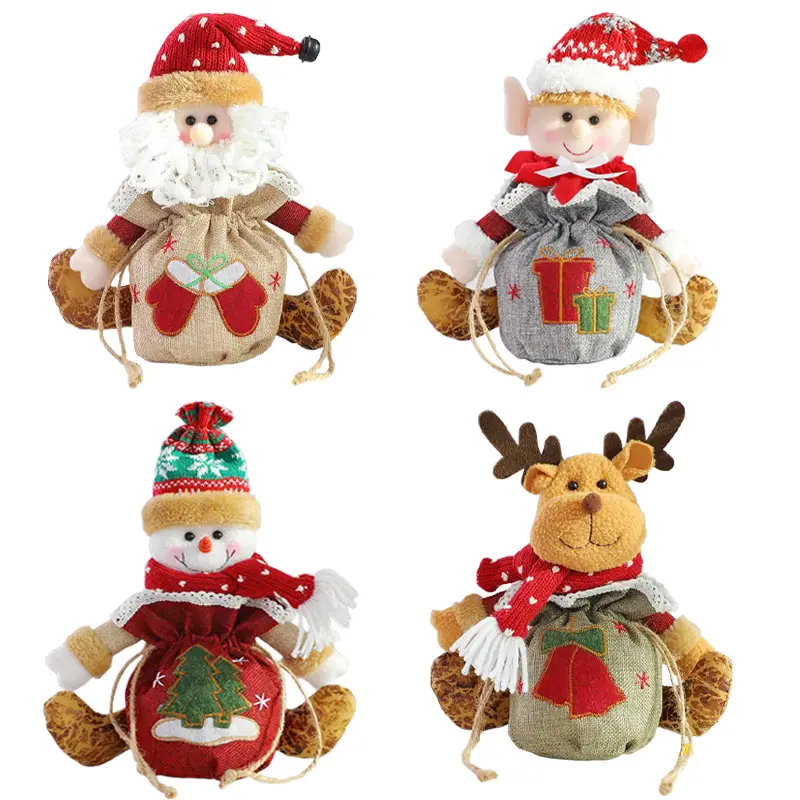 Sacos de presente de Natal para Apple Bonecos de desenho de Papai Noel criativos e novos