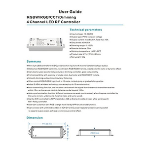4-канальный светодиодный радиочастотный Контроллер освещения с RGBW/RGB/CCT/затемняющий многофункциональный пульт дистанционного управления светодиодный диммерный переключатель - Product Image 2