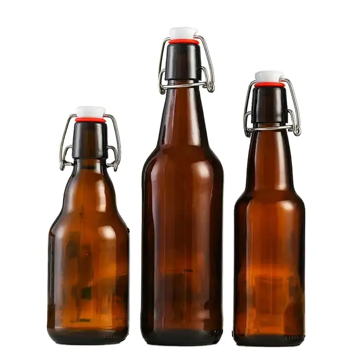 Factory 330ML 500ML Amber Glass Beer Wine Bottles 750ML 1000ML Secure Leak Proof Glass Empty Bottle With Lids