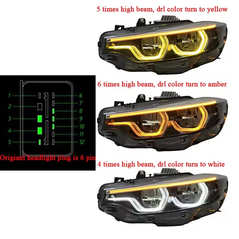 white&yellow&amber drl 6 pin