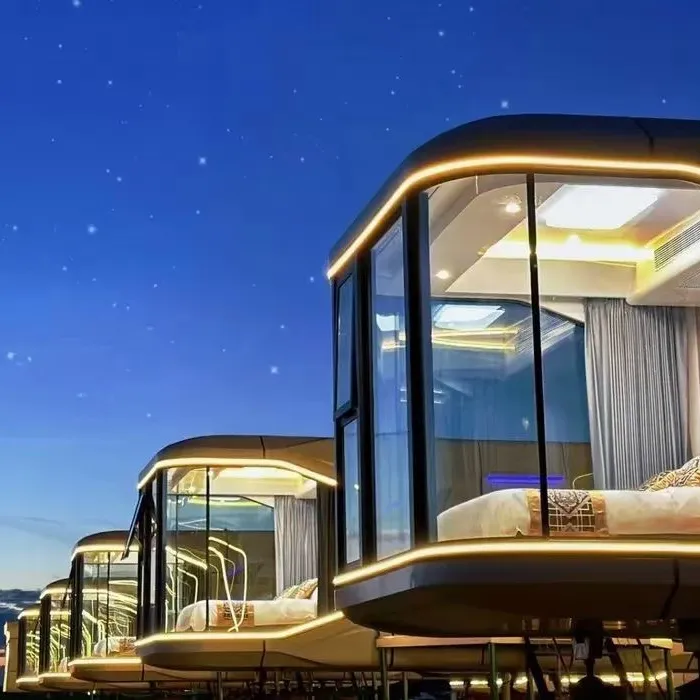 Hôtel de conteneur mobile Life Living haut de gamme/Maison capsule futuriste préfabriquée pour voiture de tourisme/Maison préfabriquée