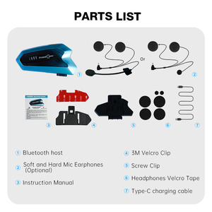 Sistema de intercomunicación de 1000M, auriculares inalámbricos BT para Moto, interfono impermeable IP67, intercomunicador para casco de motocicleta, auriculares - Product Image 5