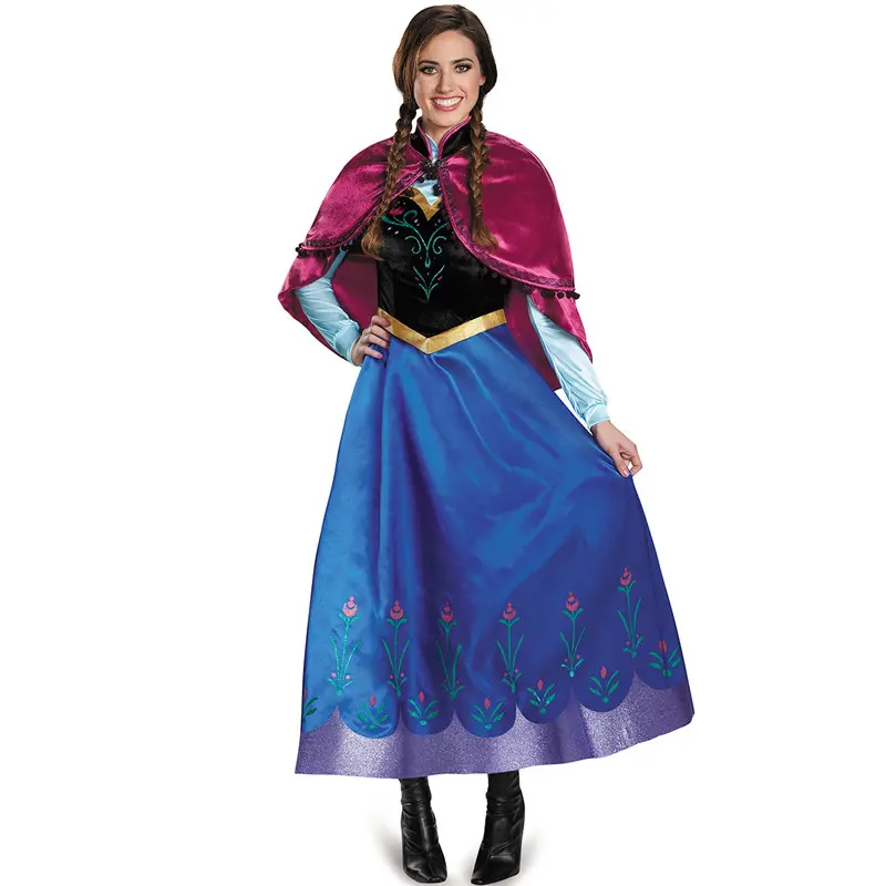 Nova Moda Cosplay Vestido Euro-Americana Fantasia Anna Vestido Terylene Princesa Festa Halloween Cosplay Vestido Traje