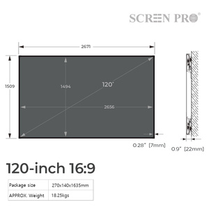 ScreenPro 120英寸ALR UST投影仪屏幕0.85增益环境光拒绝投影屏幕固定框架投影仪屏幕 - Product Image 3