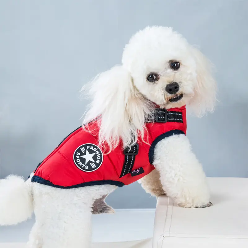 Al Aire Libre personalizado raya mascota perro abrigo reflectante impermeable invierno cálido perro chaqueta ropa con arnés