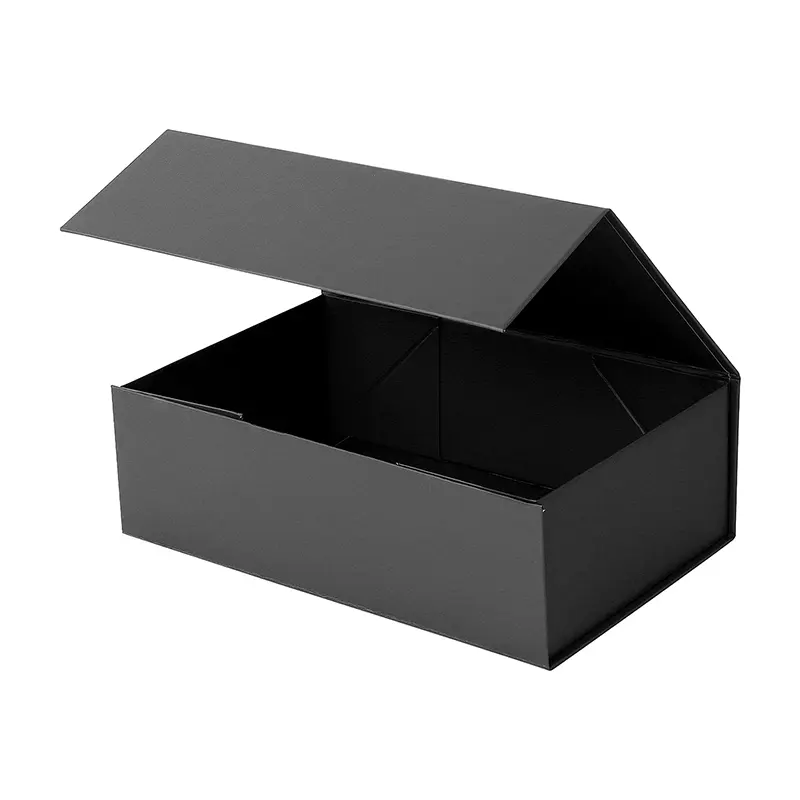 Pas de vidage, boîte-cadeau noire personnalisée en carton, boîte d'emballage en papier magnétique, fabricant en gros