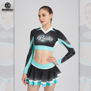 <strong>Cheer</strong> and Dance Queen Style Cheerleading Uniforms with Mesh and Rhinestone Crystal Mermaid Skin Cheerleader Uniforms - Product Image 4