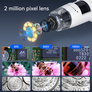Microscopio Digital de alta definición con pantalla LCD, Lupa Electrónica de laboratorio, 8 LED - Product Image 3