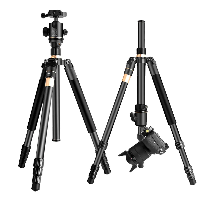 Q222 62 ''8KG yük Pro sönümleme top kafa alüminyum kamera tripodu Monopod fotoğraf Tripod için dijital video dslr kamera