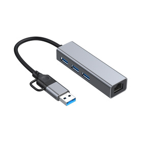 उच्च गति 4 में <span class=keywords><strong>1</strong></span> यूएसबी टाइप सी यूएसबी 3.0 rj45 100 मीटर/1000 मीटर यूएसबी हब एडाप्टर और लैपटॉप के लिए यूएसबी हब 3.0 - Product Image 4