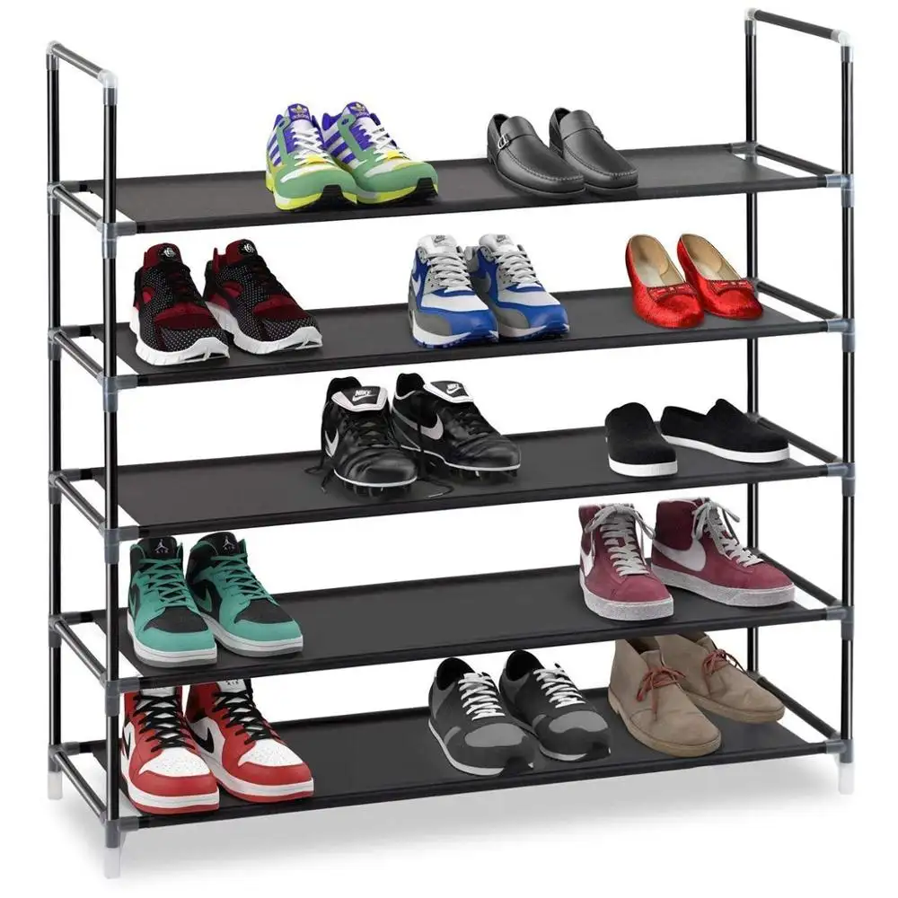 Home Furniture 5 Tiers DIY Esay To Assemble Cheap Portable Steel Tube Storage Shoe Racks