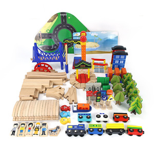 รถไฟไม้ของเล่น108สำหรับเด็กของขวัญกล่องประกอบ DIY โทมัสขนส่งของขวัญเด็กบีชรางไฟฟ้า