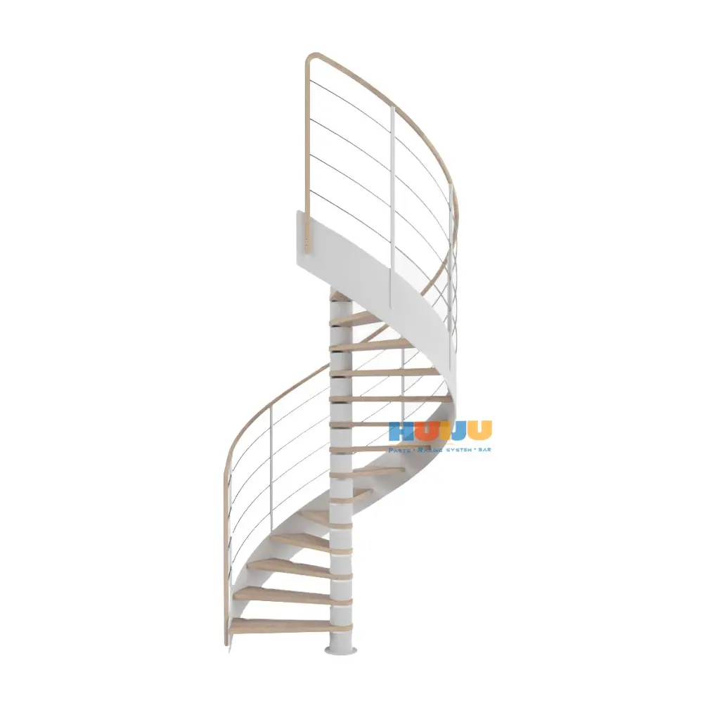 Escalera de Caracol moderna HJ, diseño de peldaños de madera, barandilla de vidrio, escaleras flotantes, peldaño de madera de abeto, escalera interior de Arte de lujo