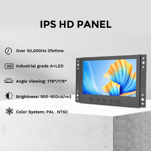 Monitor táctil industrial integrado de tamaño pequeño, monitor de 7 pulgadas con resolución de 1024*600, estándar con altavoces y VGA/HDMI/AV