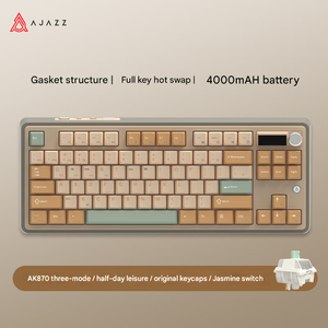 AJAZZ AK870 Teclado mecánico personalizado de tres modos Teclado para juegos intercambiable en caliente de tecla completa - Product Image 3