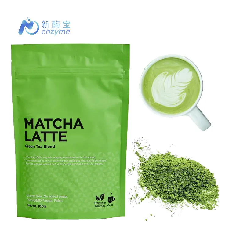 Novenzyme toptan özelleştirmek konserve/torbalı organik Matcha Latte tozu anında Matcha Latte Mix tozu YEŞİL ÇAY içecek