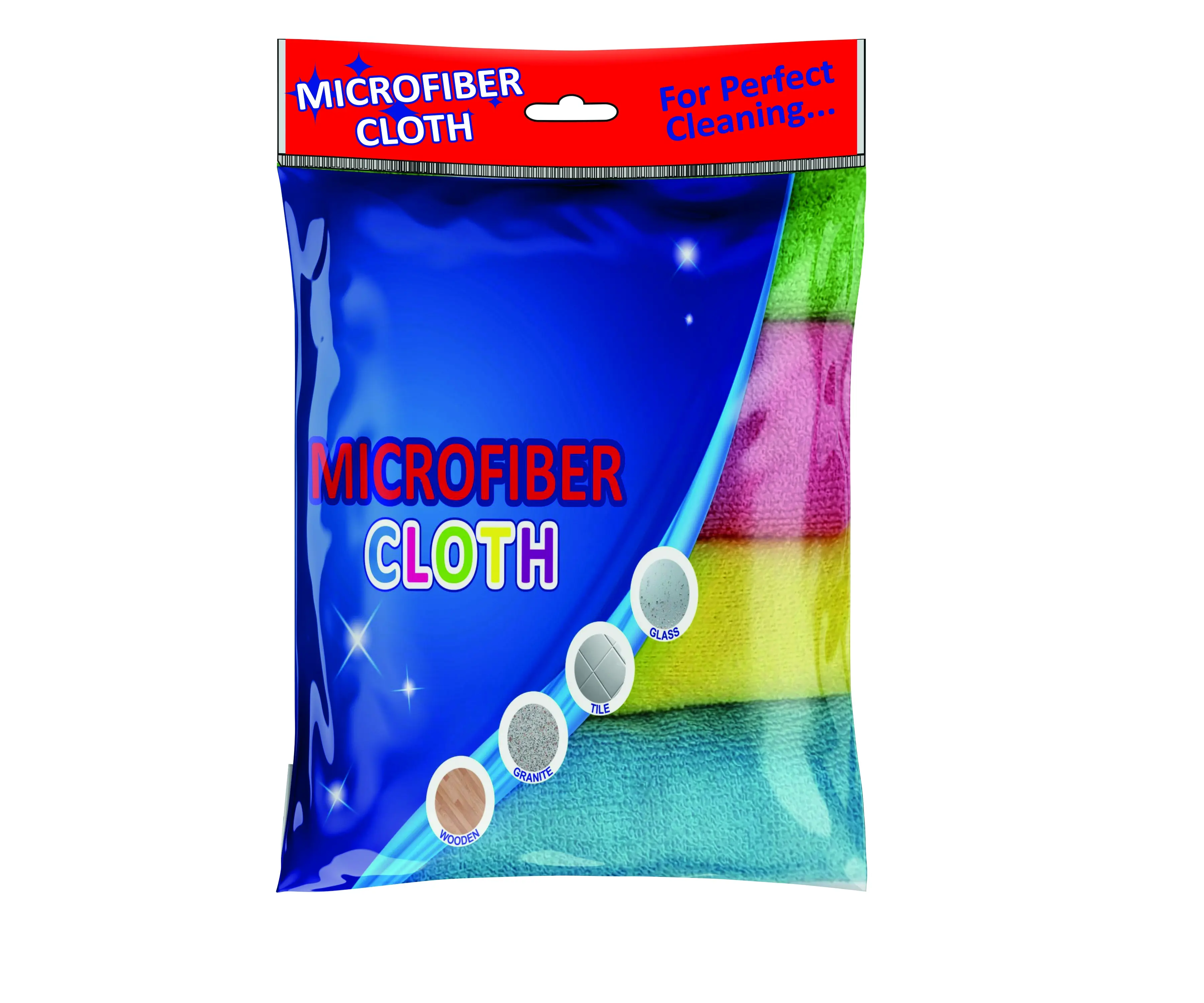 Toalla de secado Logotipo personalizado Microfibra Coche/Paño de limpieza de piso/Toalla 30x30 cm (4 piezas en bolsa de polietileno)