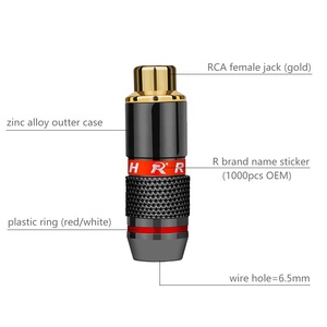 HIFI RCA连接器母镀金RCA插孔插座音频适配器黑色和红色合1对扬声器插头 - Product Image 2