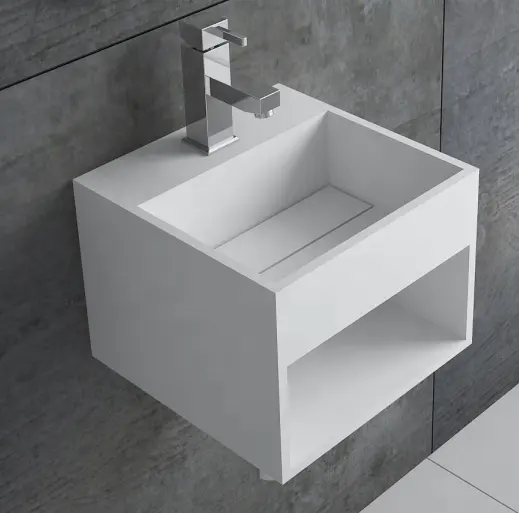洗面台人工壁洗面化粧台白いバスルームシンクデザインアクリル固体表面手洗面台