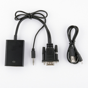 Adaptador convertidor de cable 1080P USB con cable de alimentación de audio Chaqueta de PVC Entrada VGA para salida para HDTV y proyectores domésticos
