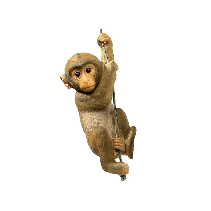 Custom Resin Hanging Monkey on Rope Statue