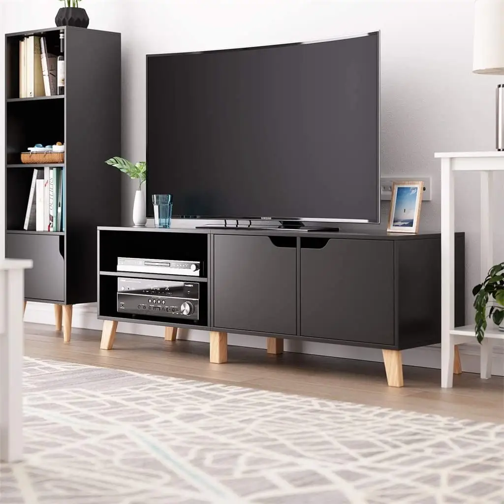 TV Stand para TV até 60 Polegadas com 6 Armário de Armazenamento para Sala de Estar, Televisão Stands Entertainment Center TV Console Tabela