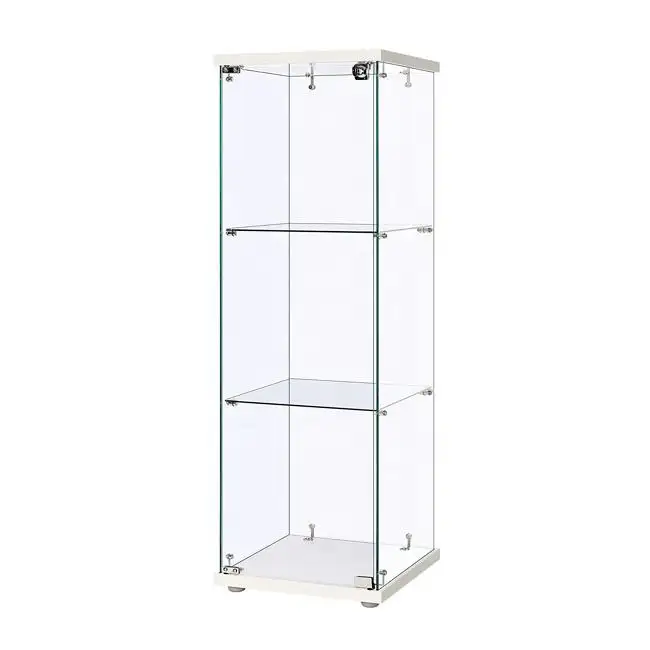 Estantes de exhibición acrílica de 4 niveles, armario de almacenamiento transparente con cerradura, escaparate de exhibición al por menor