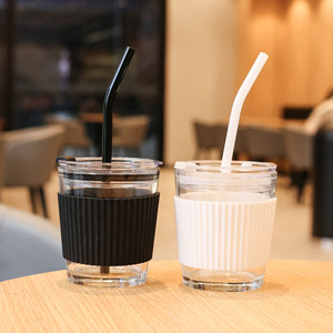 350mlガラスカップオフィス耐熱ストローコーヒーミルクカップ - Product Image 4