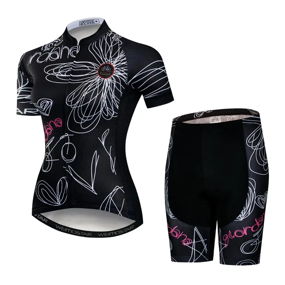 Camisa feminina ciclismo manga curta e shorts acolchoados, roupas bicicleta mtb refletivos