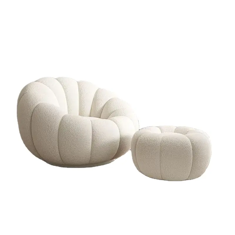 Nordic Sedia da salotto divano a sedile singolo poltrona pigra a forma di zucca poltrona con sgabello