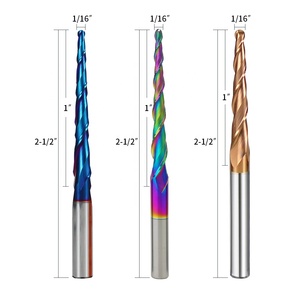 Hrc55 đồng tráng cacbua phay cắt chế biến gỗ cứu trợ <span class=keywords><strong>CNC</strong></span> công cụ vonfram thép côn bóng-end phay cắt - Product Image 2