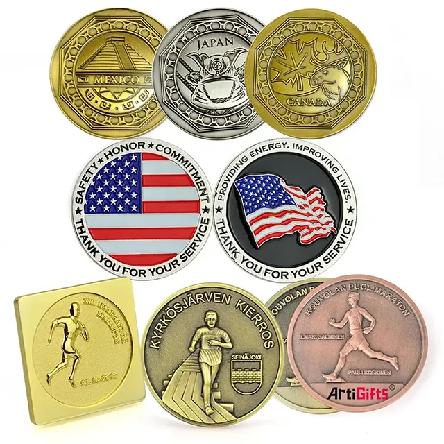 Прямая Продажа с завода, золотистые двухсторонние металлические монеты, изготовленные на заказ, с гравировкой, сувенирная Золотая монета из США