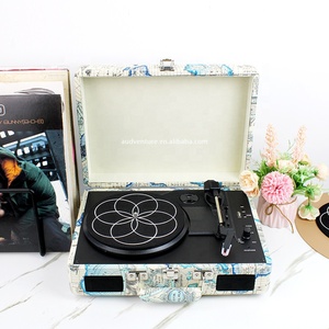 Belt-driven Portable Suitcase Design Speaker Record Player <strong>with</strong> Three-speed Adjustment and Bluetooth Capabilities - Product Image 3