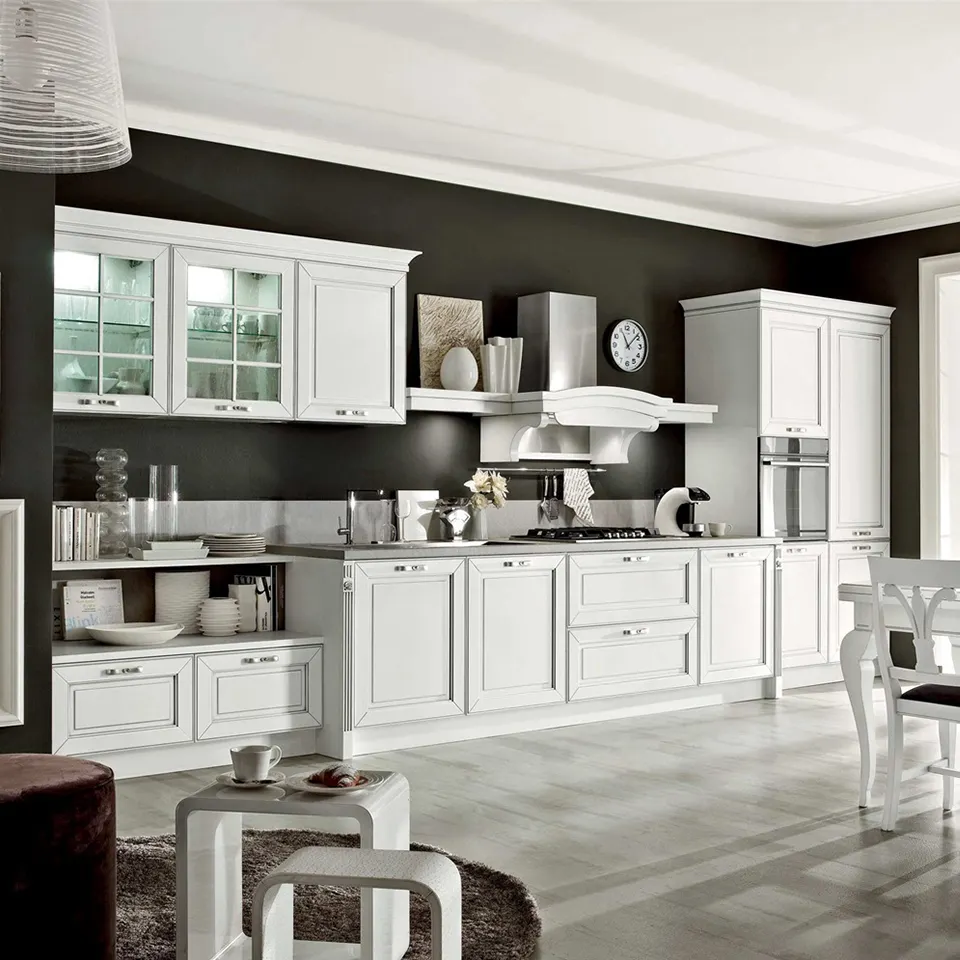 Stile europeo armadio da cucina bianco display armadi da cucina per la vendita