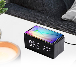 Digitaler Wecker aus Holz, Multifunktions-LED-Wecker aus Holz mit USB-Netzteil Sprach steuerung Timer-Thermometer - Product Image 6