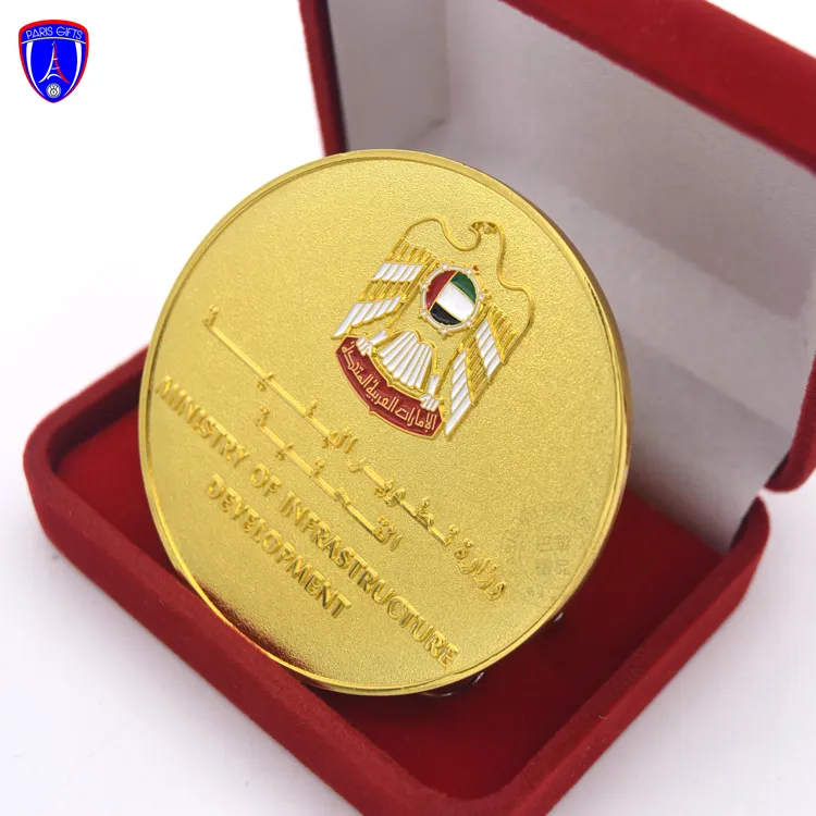 Souvenir antico personalizzato di fabbrica monete metalliche 3D moneta commemorativa d'oro commemorativa degli emirati arabi uniti moneta antica per la raccolta