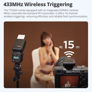 Godox TT520III相机闪光灯433MHz GN33手动闪光灯，带RT-16发射器，适用于佳能尼康宾得奥林巴斯DSLR相机