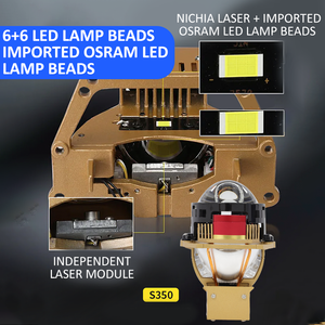 DGLS S350 Faro เครื่องโปรเจคเตอร์ LED,เลนส์ Bi Laser Faros ไฟหน้า LED ลำแสงสูงต่ำ170W Luces Proyector เทอร์โบไฟหน้า Led - Product Image 3