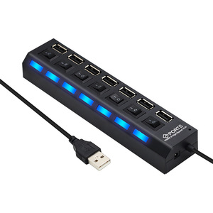 Just <strong>Link</strong> 7-Port LED <strong>USB</strong> 2.0 Adapter Hub Splitter with Power Adapter On/Off Fuse Button for <strong>PC</strong> - Product Image 1
