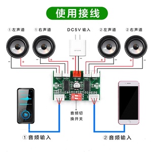 XH-A156 4通道PAM8403数字功放板USB 5V电源DIY迷你放大器4*3W输出 - Product Image 4