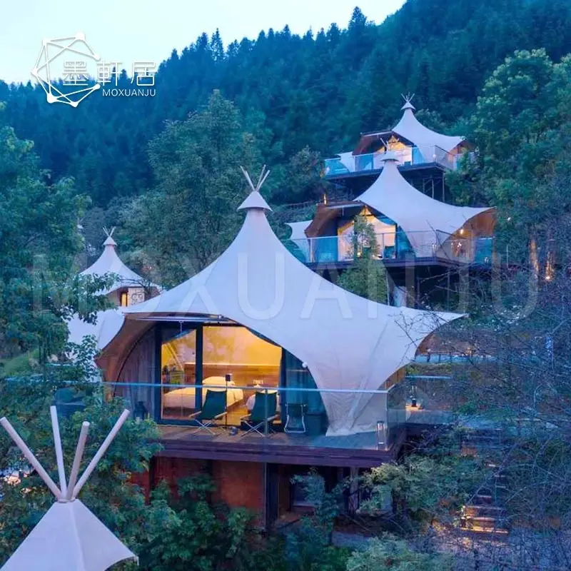 Hotel di lusso Resort Teepee tenda a piramide Glamping indiana con bagno