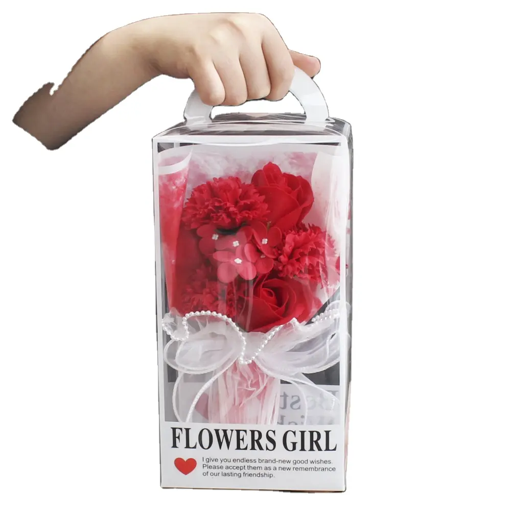 Seis flores de jabón hechas a mano con caja y Hortensia Día DE LA MADRE Navidad San Valentín tarjetas de felicitación